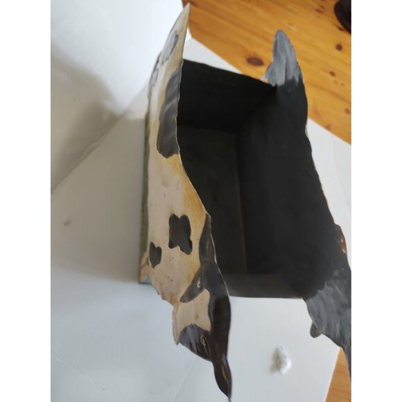 Vintage Hand Made Cow Tin Art Planter Box 12 1/2" long x 9" tall x 5.5" wide - Picture 13 of 14